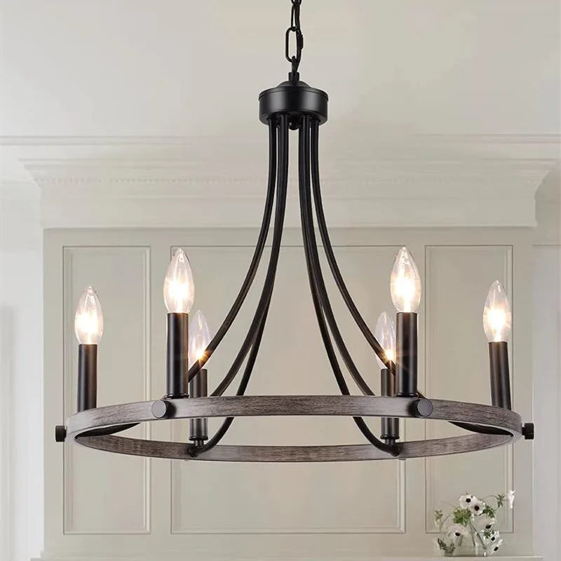 Amérique Fer Forgé Lustre En Cristal Plafonnier E14 LED Bougies Éclairage 5 Têtes Luminaire Intérieur Salon Chambre