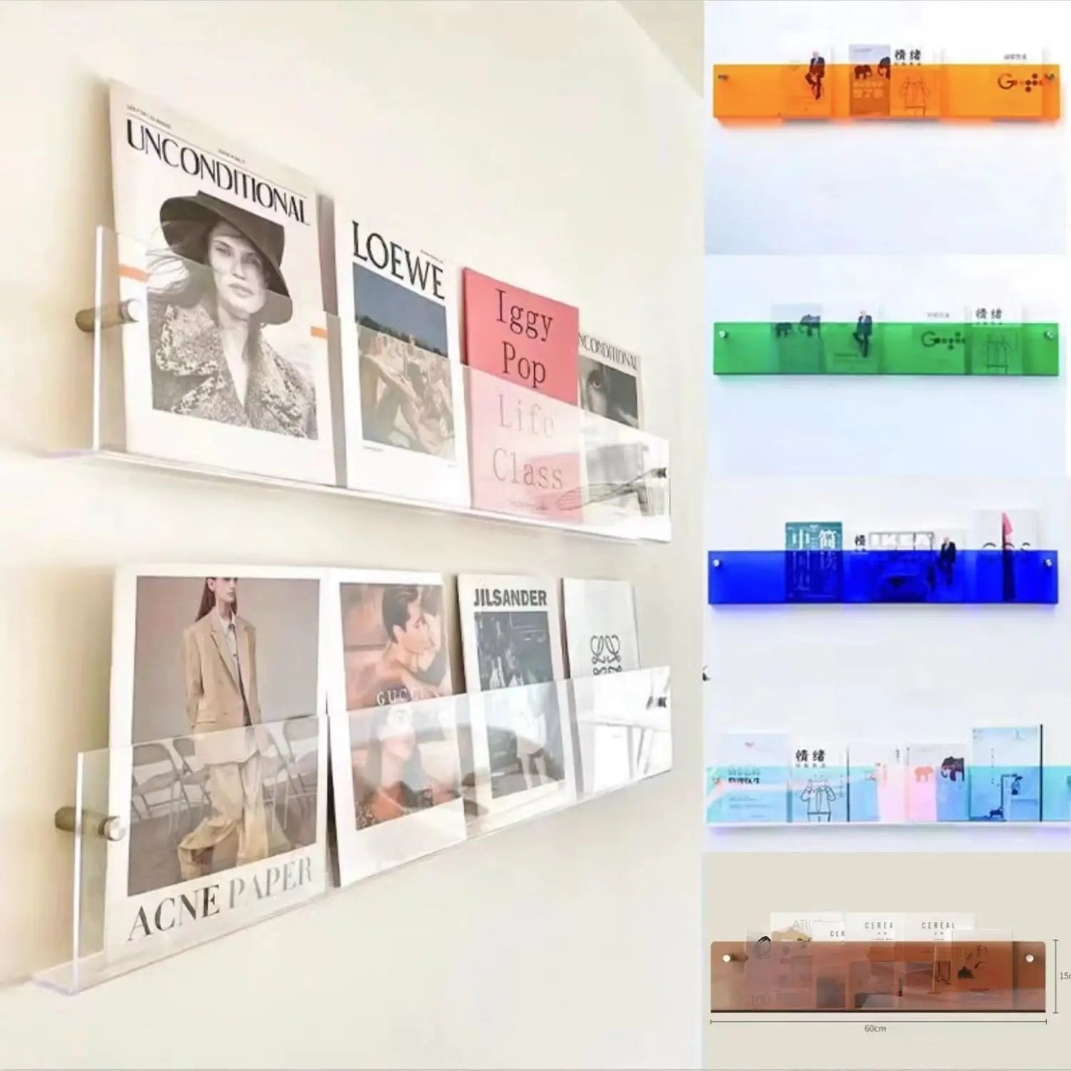 support mural en acrylique transparent pour magazines et livres - vue 2 sur 10