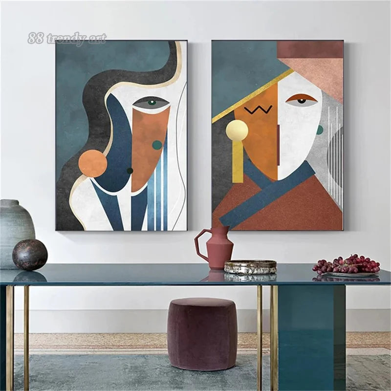 peintures abstraites avec personnages modernes pour décoration intérieure