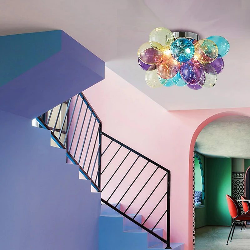 Moonriver éclairage moderne créatif couleur lampes suspendues pour plafond boule de verre lustre salon suspension lumière chambre décor - vue 6 sur 16