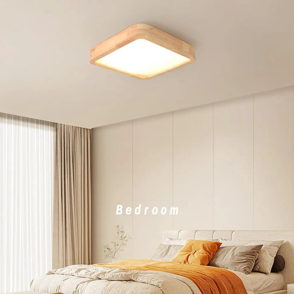 Plafonnier LED en bois Ultra-fin au design nordique moderne - vue 3 sur 8