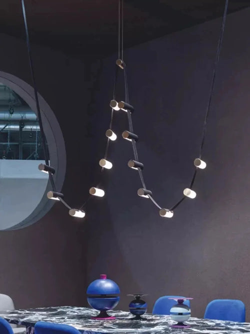 Nordischer Leder-Kronleuchter Design für dekorative Pendelbeleuchtung - vue 6 sur 6
