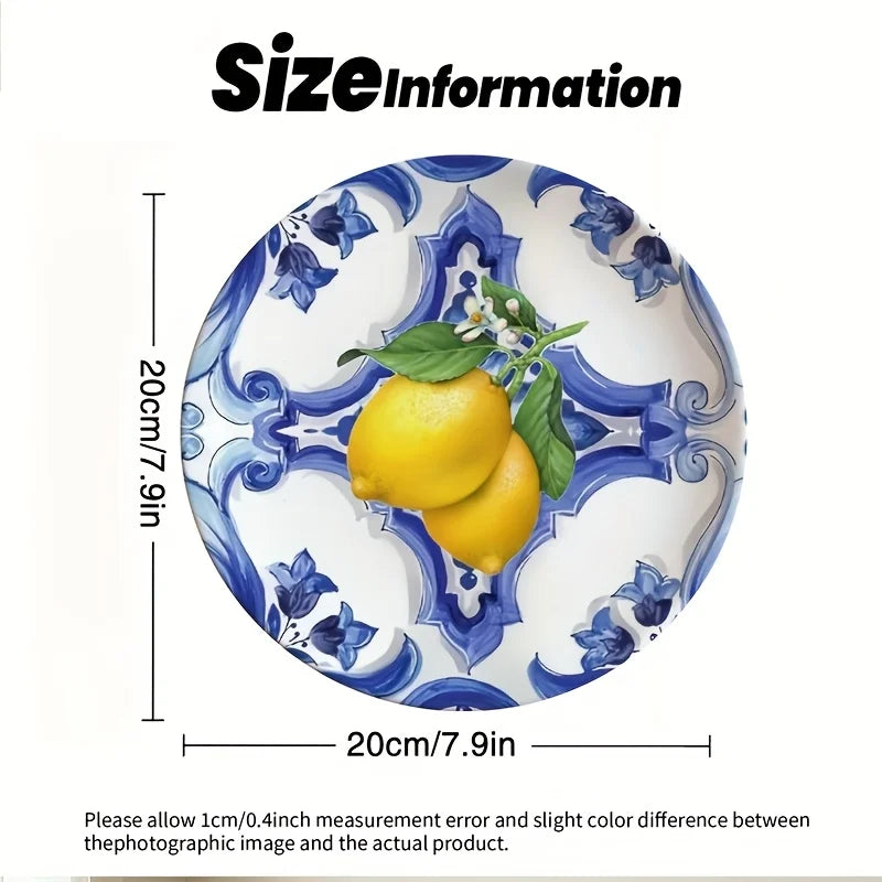 assiette decorative citron motif tranches style grec ceramique - vue 5 sur 6