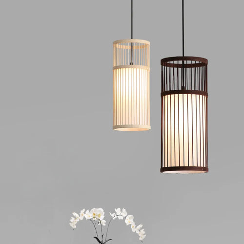 lustre bambou tissé main rotin osier - vue 3 sur 8