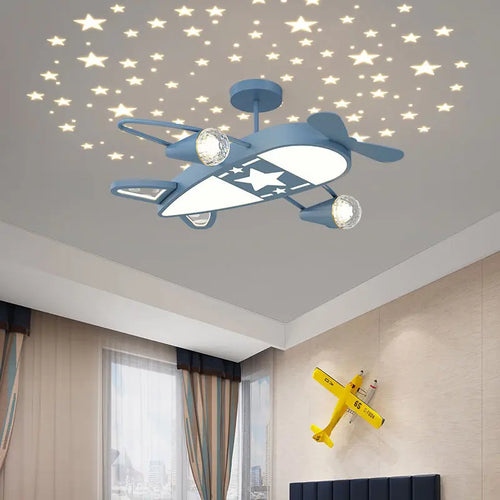 Deckenleuchte Sternenhimmel Flugzeug für Kinderzimmer kreativ - vue 3 sur 10