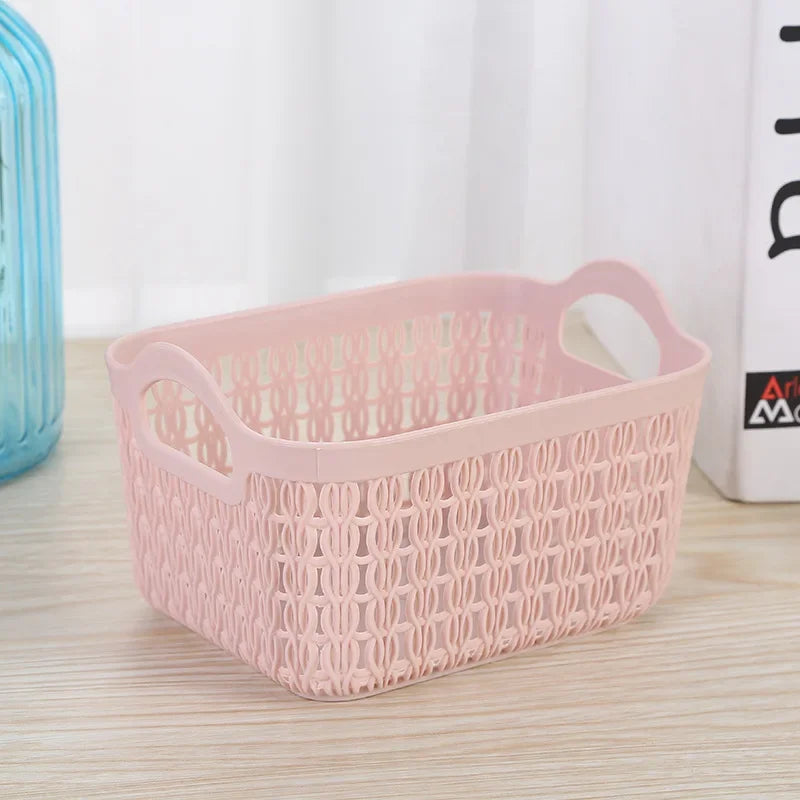 panier de rangement portable en rotin et plastique pour divers articles - vue 7 sur 9