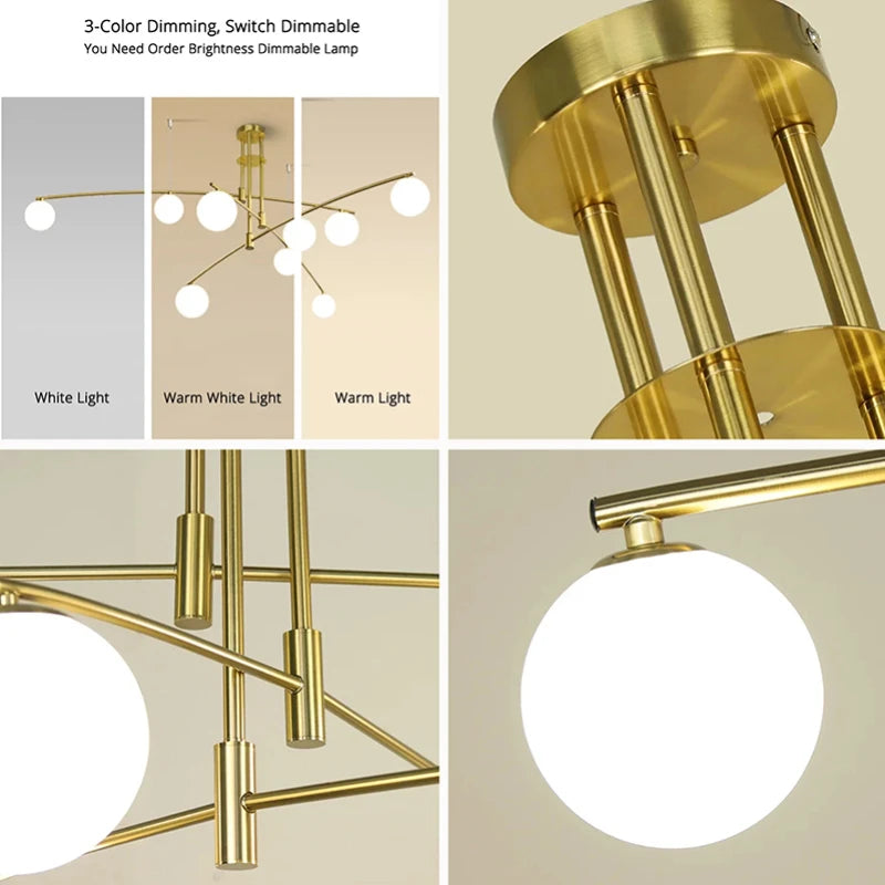 lustre moderne en verre style nordique pour décoration intérieure - vue 7 sur 12