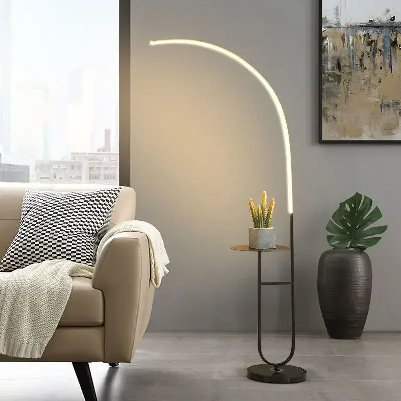 lampadaire à led avec rangement design minimaliste pour lecture et détente - vue 7 sur 8