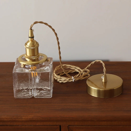 suspension de style japonais vintage en verre et laiton led