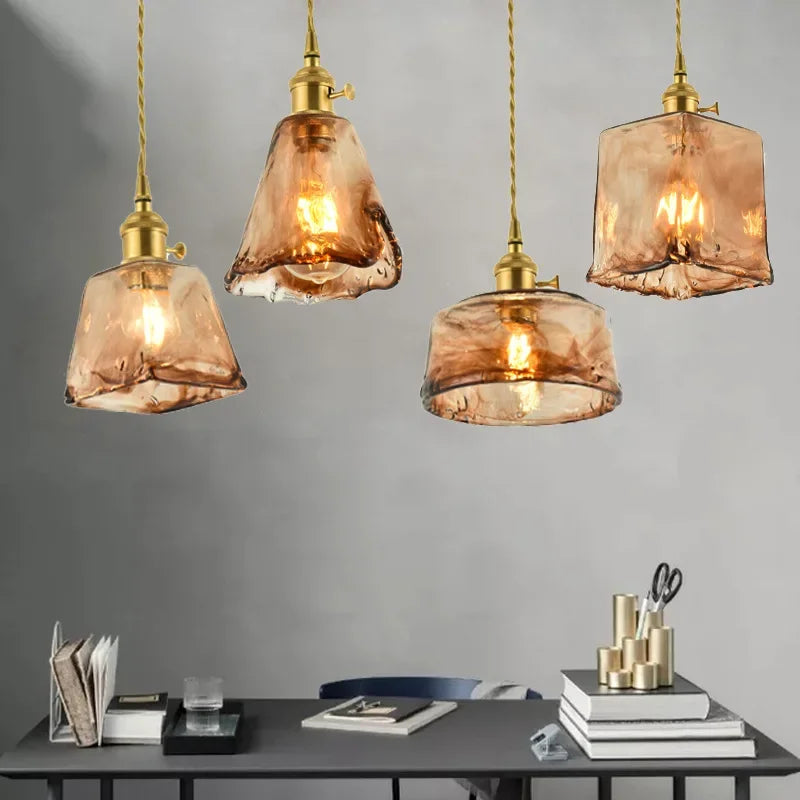 lustre en verre rétro nordique pour café et restaurant - vue 2 sur 10