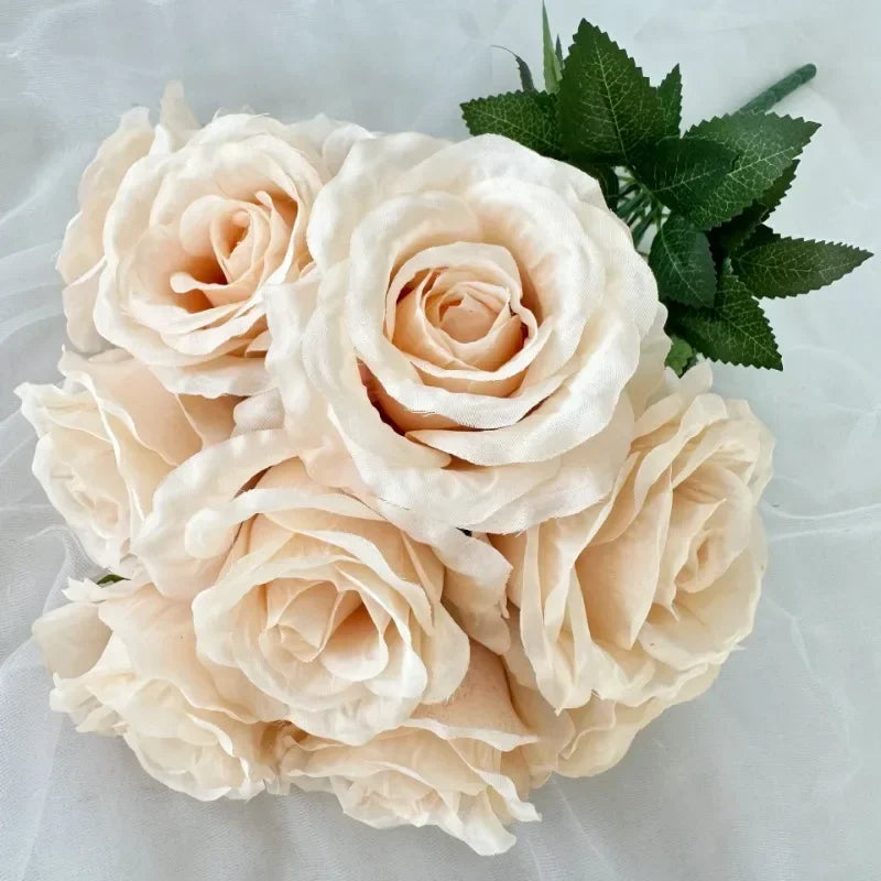 bouquet de roses artificielles en soie pour décoration intérieure - vue 13 sur 28