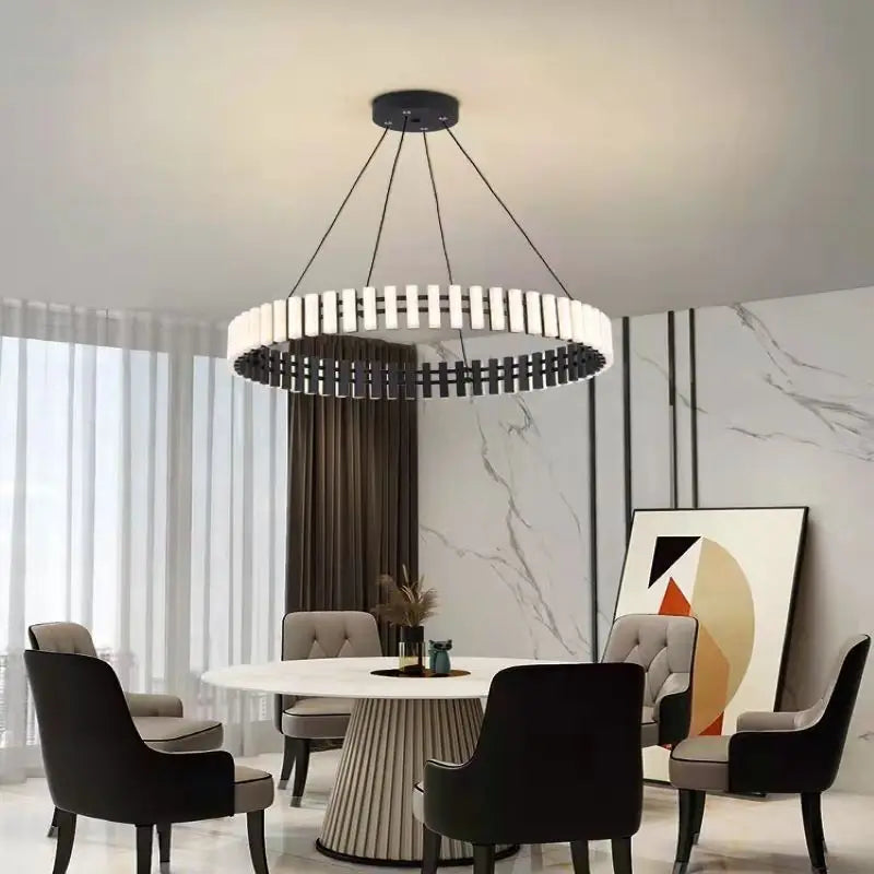 lustre à anneaux postmodernes duplex led design minimaliste intérieur - vue 3 sur 7