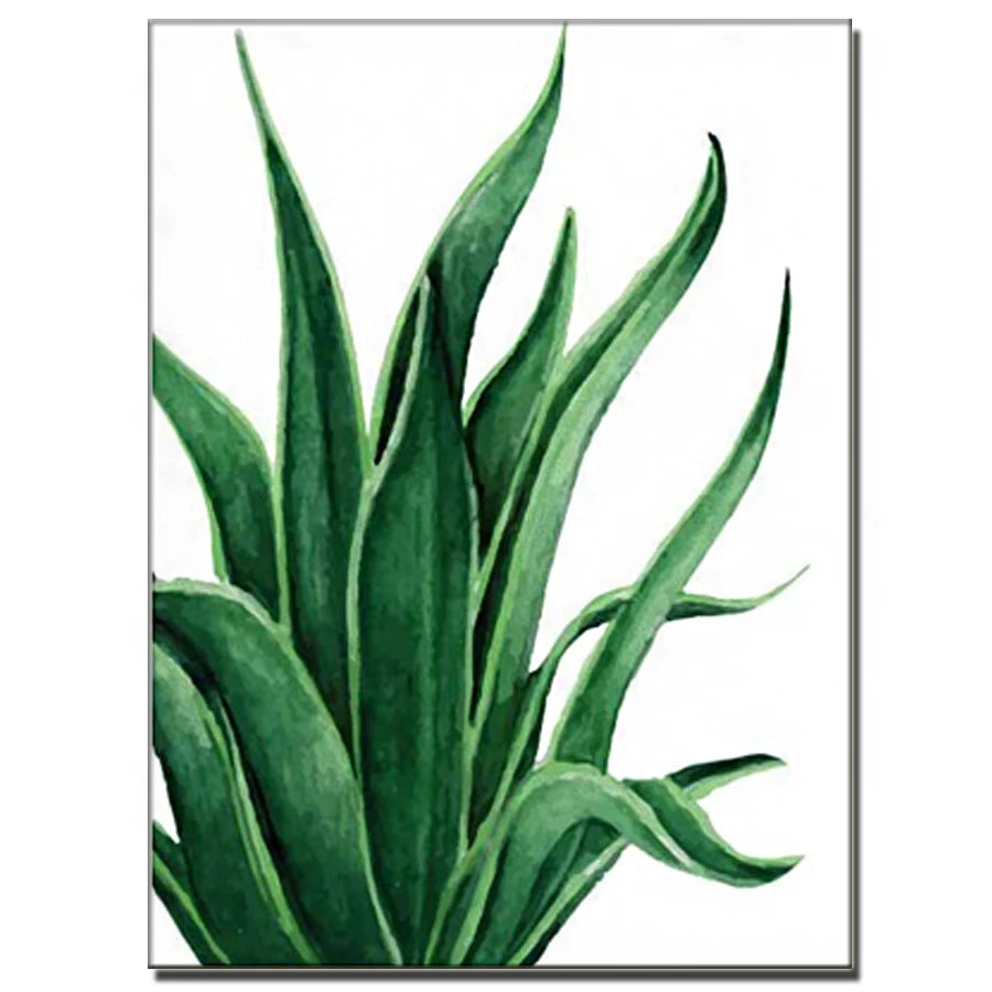 Watercolor painting of tropical plant pictures, full drill embroidery mosaic, Palm banana green leaves Art, 4 PCs