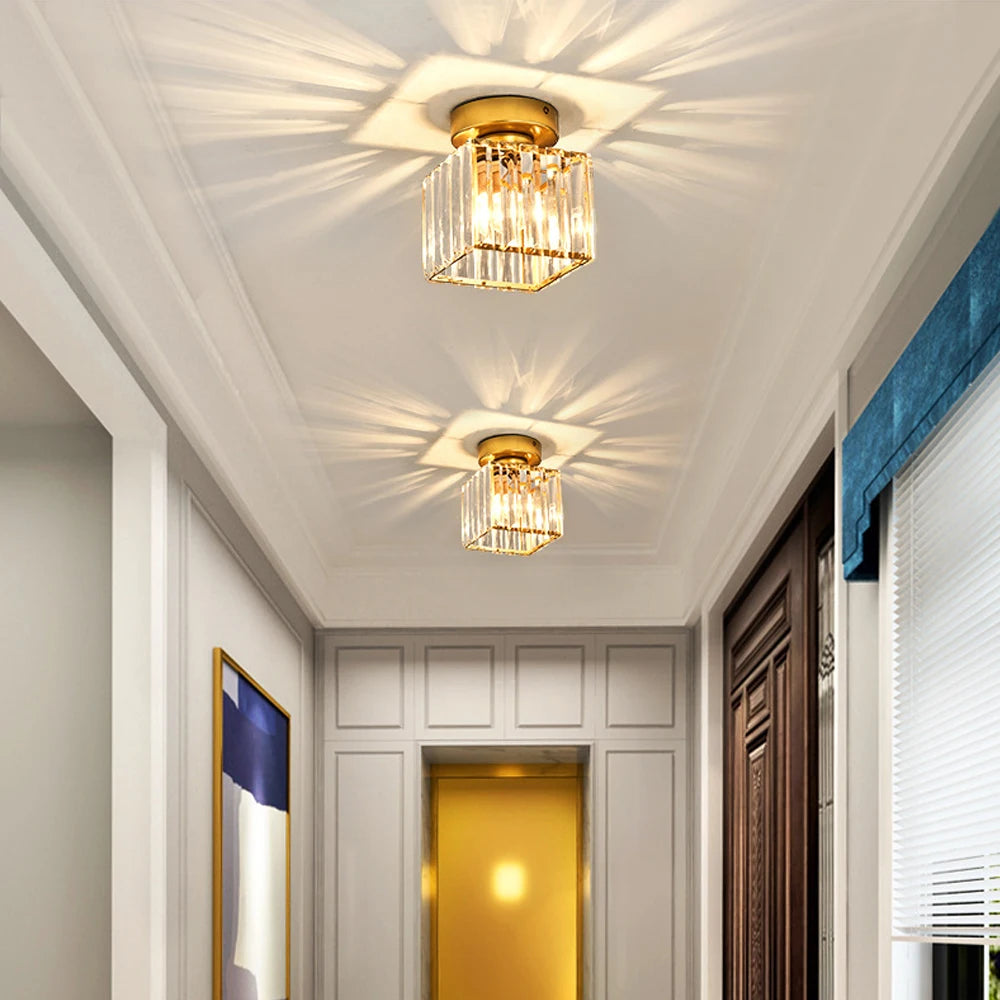 lampe de luxe en verre cristal lustre plafond industriel moderne - vue 6 sur 15