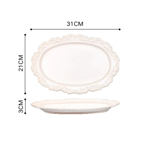 Service de table céramique relief style vintage complet