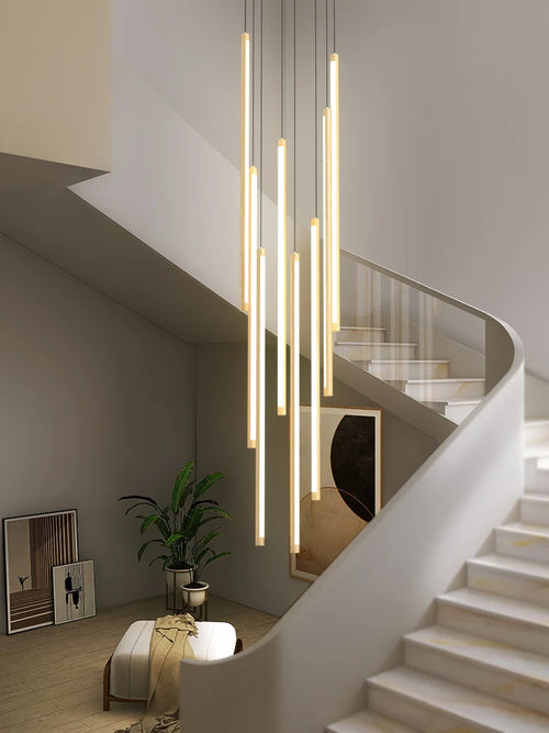 Nordischer Kronleuchter in Holzoptik, drehbar, minimalistisch, LED - vue 2 sur 14