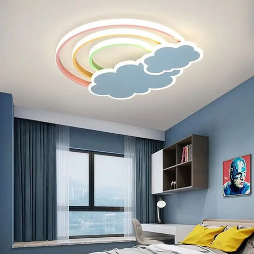 Dekorative Regenbogen-Wolken-Deckenleuchte für das Kinderzimmer - vue 5 sur 8