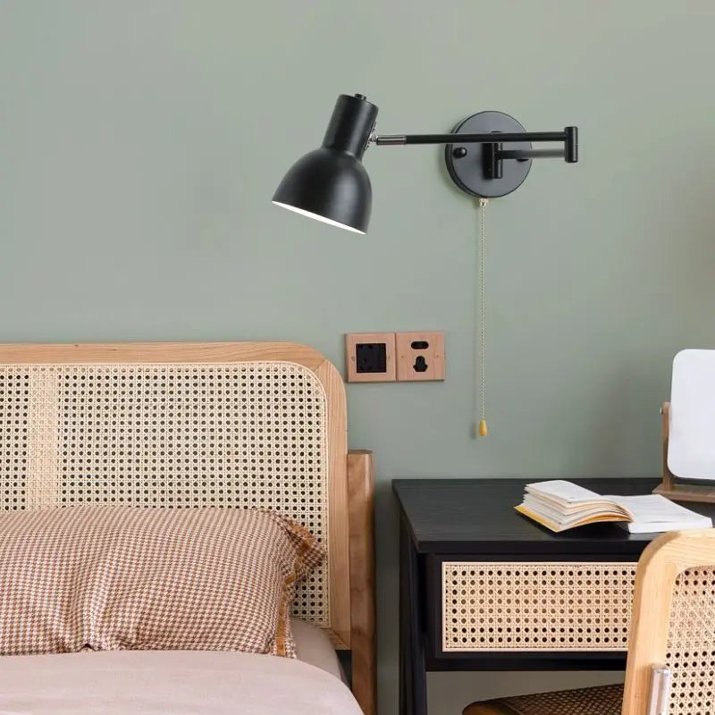 applique murale moderne bras pivotant led en tissu plissé métal - vue 5 sur 23