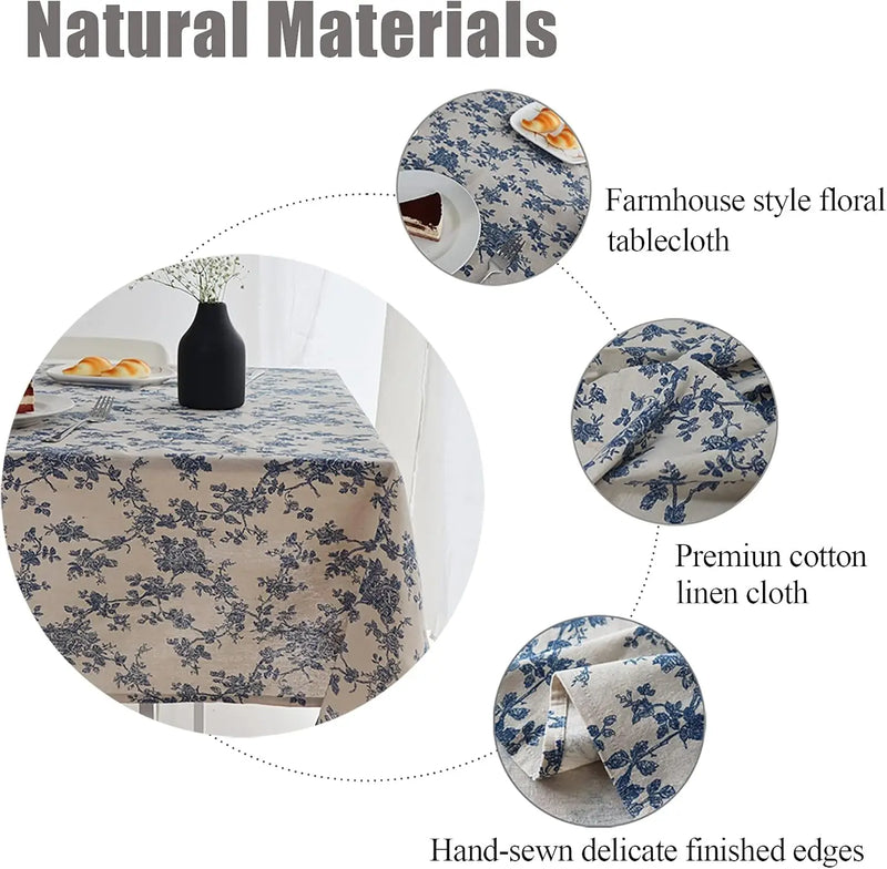 Nappe style champetre motifs floraux table maison