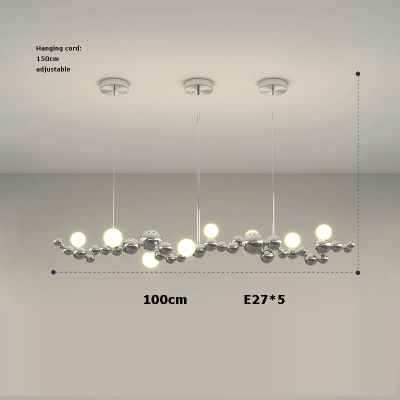 suspension design led art déco en or chromé pour intérieur élégant