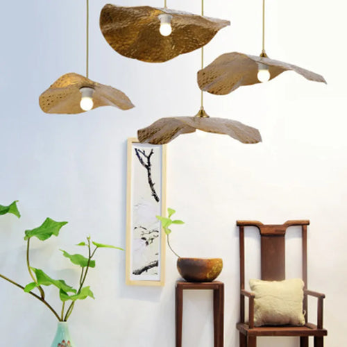 lustre simple en cuivre créatif en forme de lotus - vue 6 sur 9
