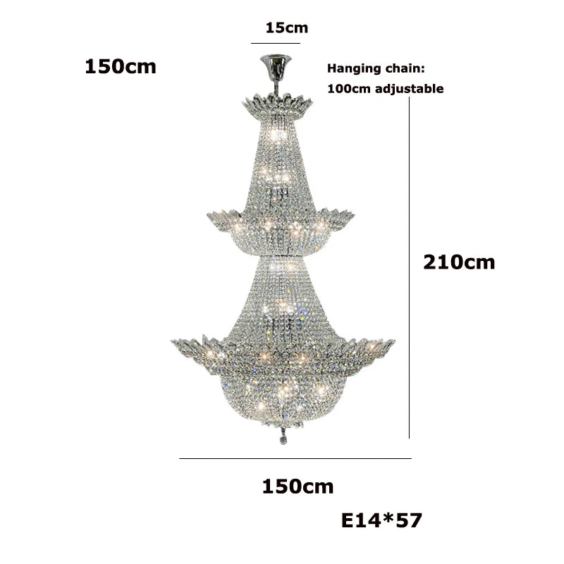 lustre led k9 cristal à intensité variable design moderne 2024 - vue 12 sur 16