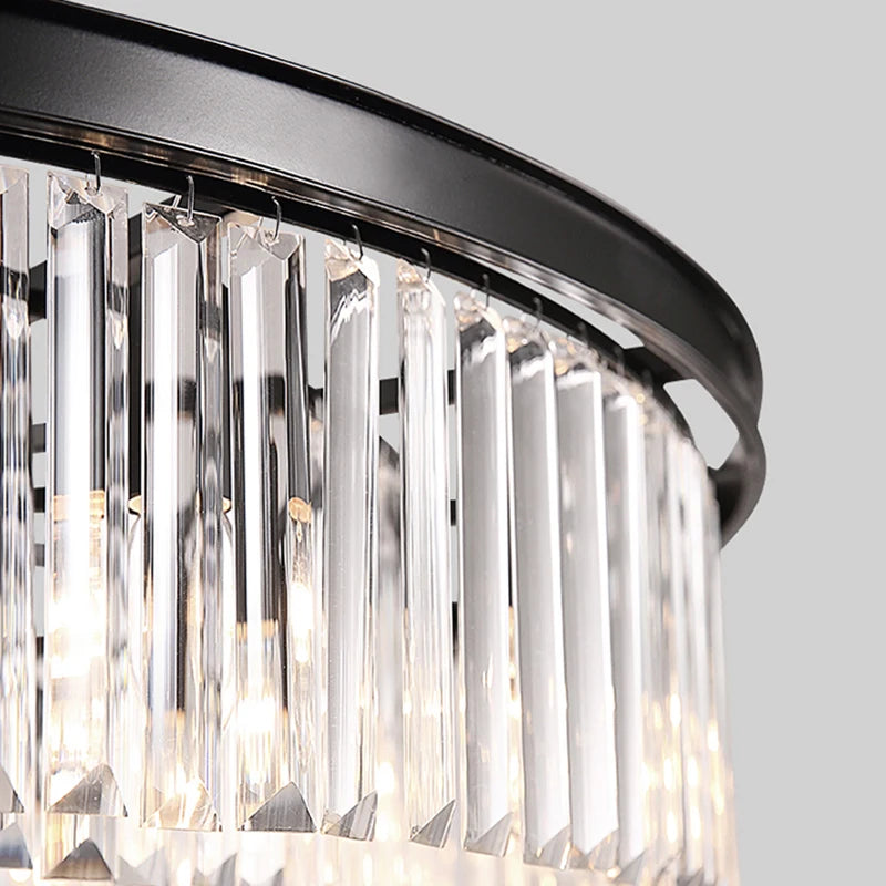 lustre rond en cristal de luxe avec lampes dorées - vue 6 sur 7