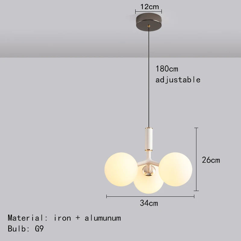 Nordischer minimalistischer Kronleuchter Magic Bean 9 aus Glas LED-Pendelleuchte