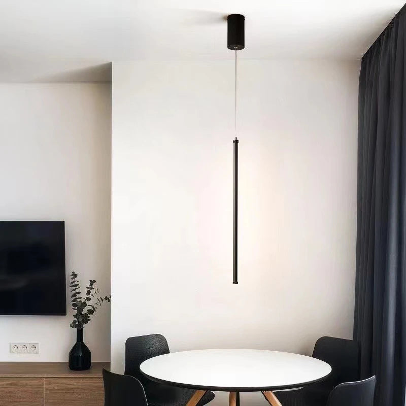 lustre led minimaliste longue bande luminaire suspendu moderne - vue 5 sur 7