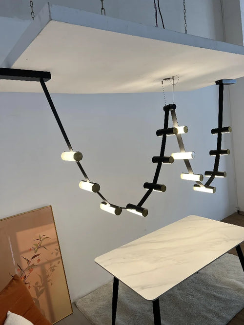 Nordischer Leder-Kronleuchter Design für dekorative Pendelbeleuchtung - vue 5 sur 6