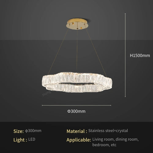 lustre moderne en cristal avec éclairage led design élégant - vue 13 sur 13