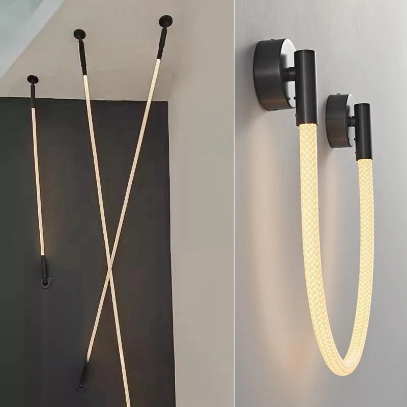 applique murale led minimaliste en silicone et fibre tissée - vue 2 sur 13