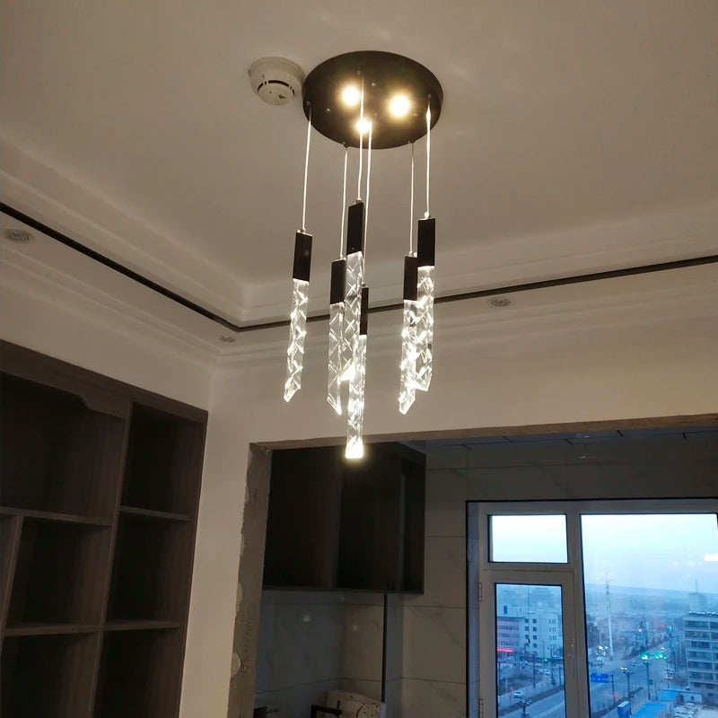 lustre moderne en cristal pour éclairage intérieur élégant - vue 6 sur 15