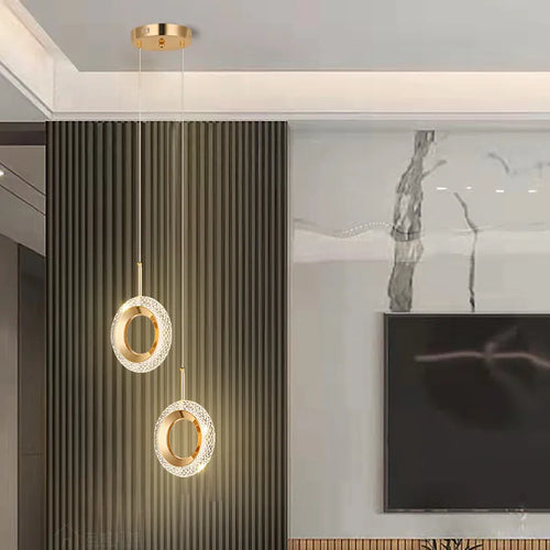 Nordische LED-Pendelleuchte Ring Modern für Schlafzimmer und Wohnzimmer - vue 4 sur 12
