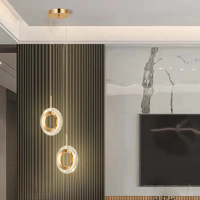 Nordische LED-Pendelleuchte Ring Modern für Schlafzimmer und Wohnzimmer - vue 3 sur 12