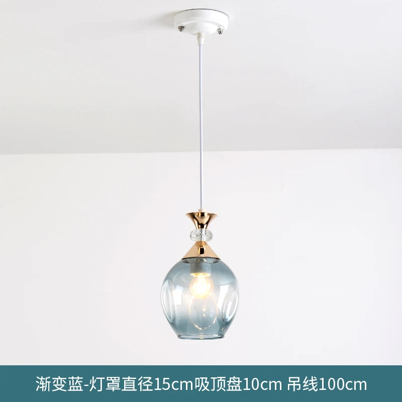 lustre suspendu en verre teinté pour décoration nordique de restaurant - vue 8 sur 12