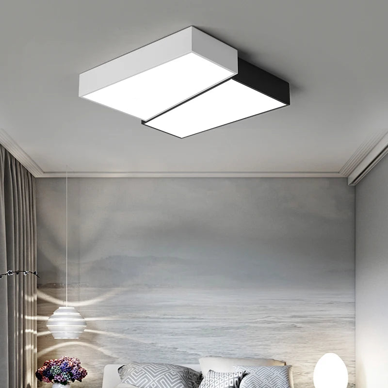 Plafonnier LED noir et blanc carré - vue 4 sur 8
