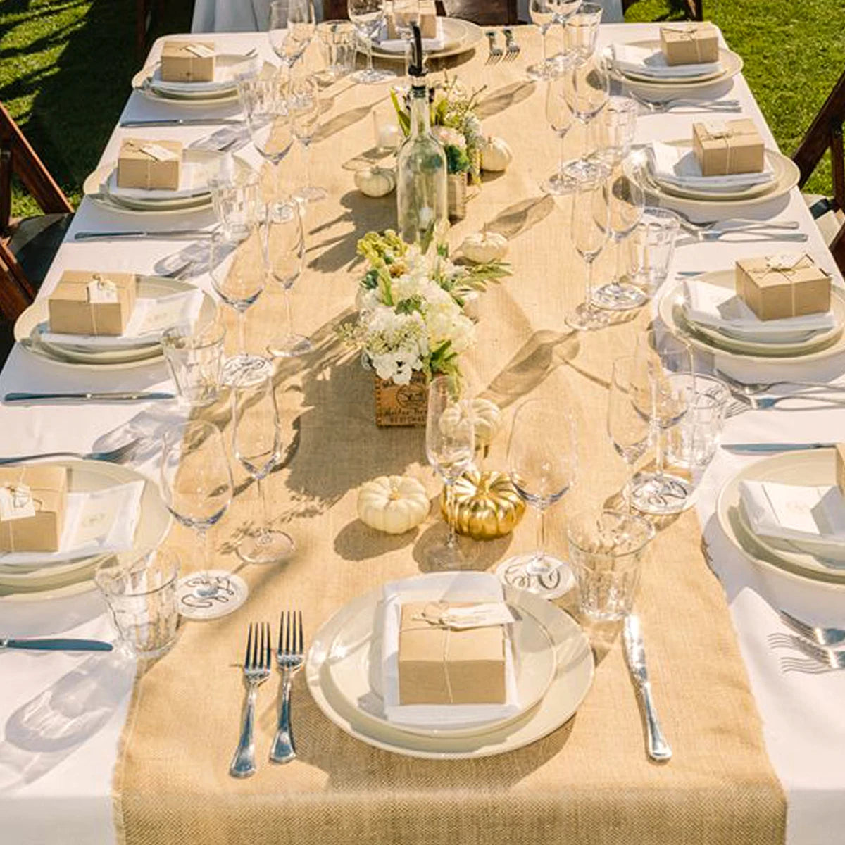 Chemin de table en lin style champetre rustique - vue 5 sur 11