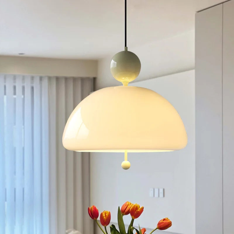 lampe led suspendue esthétique en verre champignon nordique - vue 3 sur 11