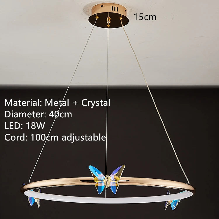 applique murale led papillon en cristal design moderne - vue 8 sur 19