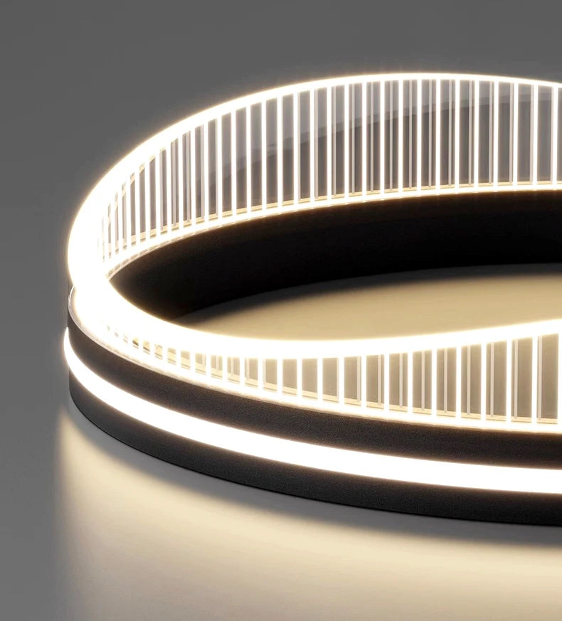 lustre led moderne rond noir intérieur pour éclairage salon - vue 7 sur 7