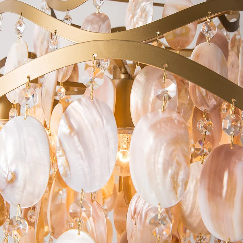 lustre led en coquille conque style américain - vue 7 sur 9