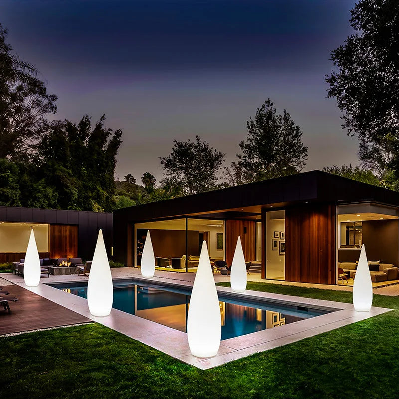 Éclairage solaire paysage RGB conception de gouttelettes d'eau étanche avec télécommande pour porche décorations de jardin lumières Led solaires extérieures - vue 5 sur 9