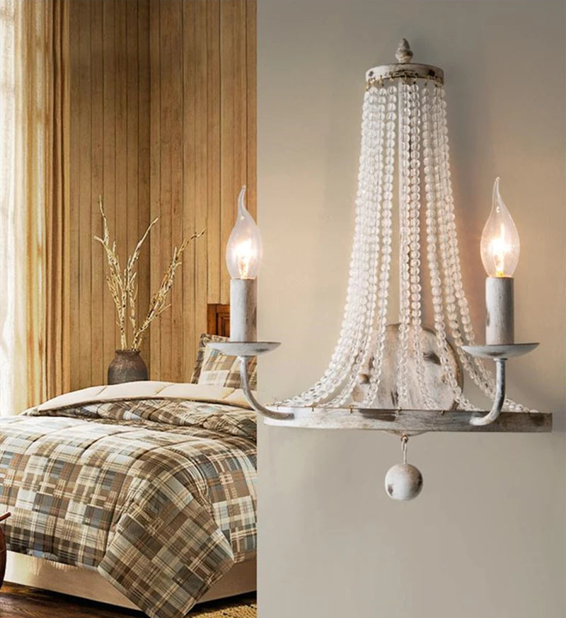applique murale suspendue rétro avec pampilles en cristal led