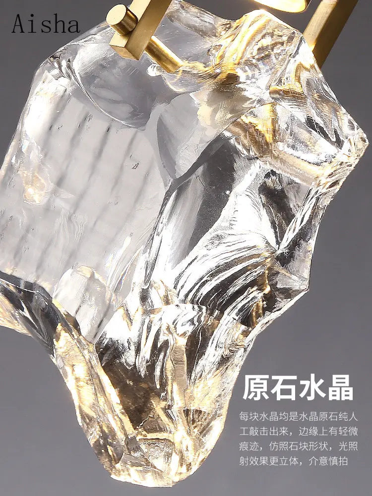 suspension led en cristal luxe légère pour décoration intérieure - vue 6 sur 11