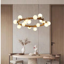 Kronleuchter im Retro-Stil in Astform aus Holz und Glas