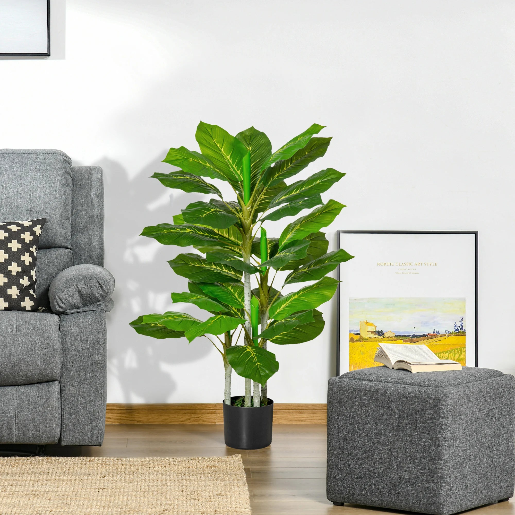 plante vivace artificielle avec pot en ciment décoratif - vue 8 sur 7