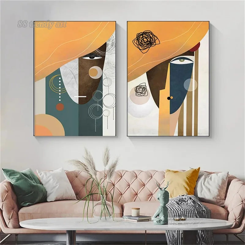 peintures abstraites avec personnages modernes pour décoration intérieure