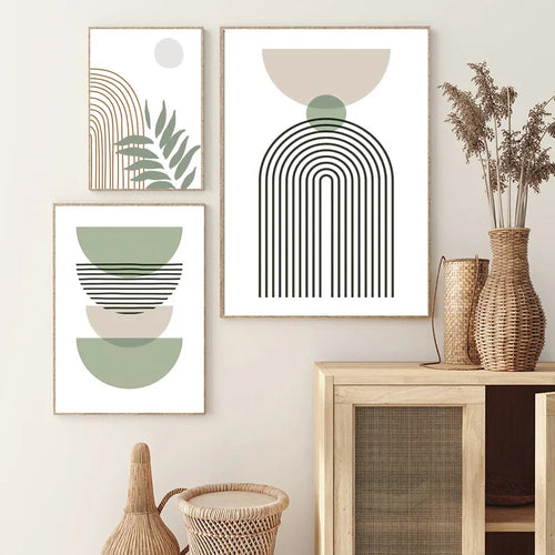décoration murale abstraite boho géométrique en toile moderne - vue 5 sur 7