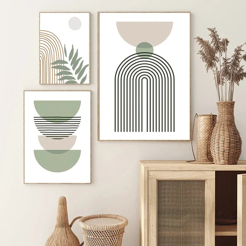 décoration murale abstraite boho avec feuilles géométriques modernes - vue 5 sur 7